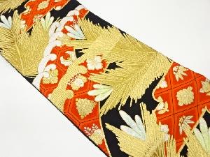 ヱ霞に松・花々模様織出し袋帯